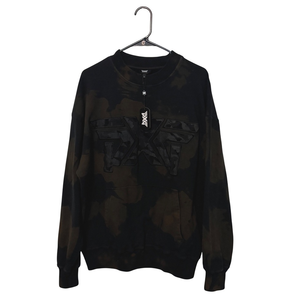 PXG Fairway Camo Logo Pullover Sweatshirt Mens Large Black Crown Crewneck Golf